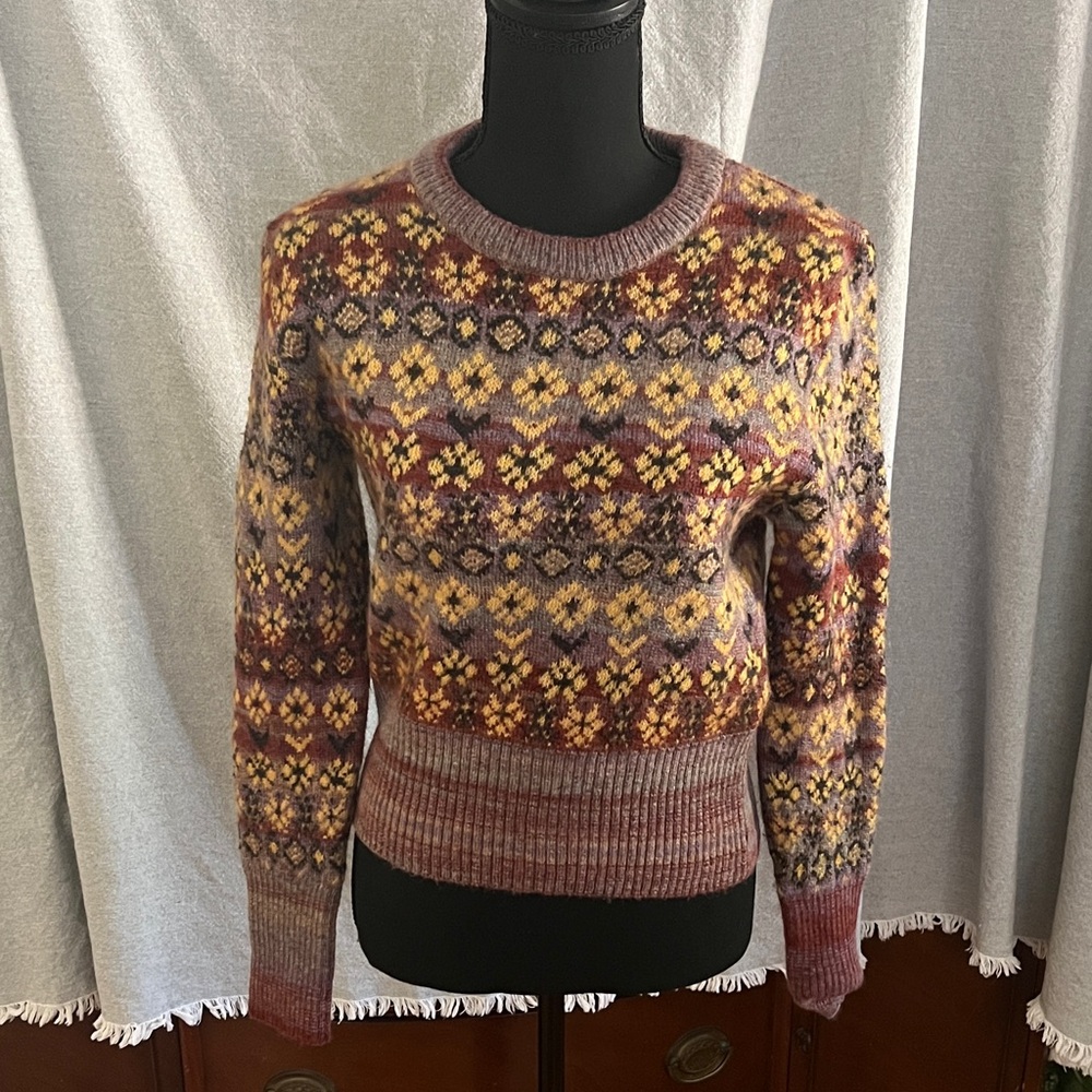 Zara Multicolor Geometric Knit Sweater
